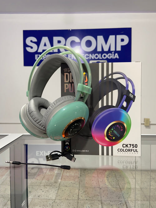 Audífonos Wireless Disco Pulse CK750 RGB/Disponible en color Verde y Blanco.
